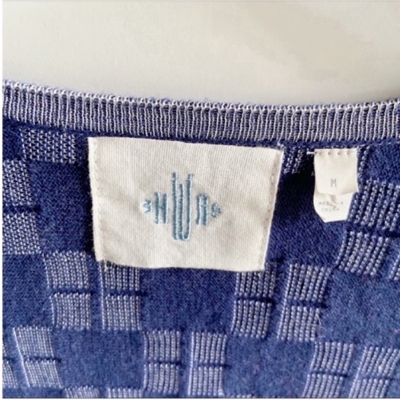 Anthropologie Monogram Checked In cardigan blue - Picture 6 of 9